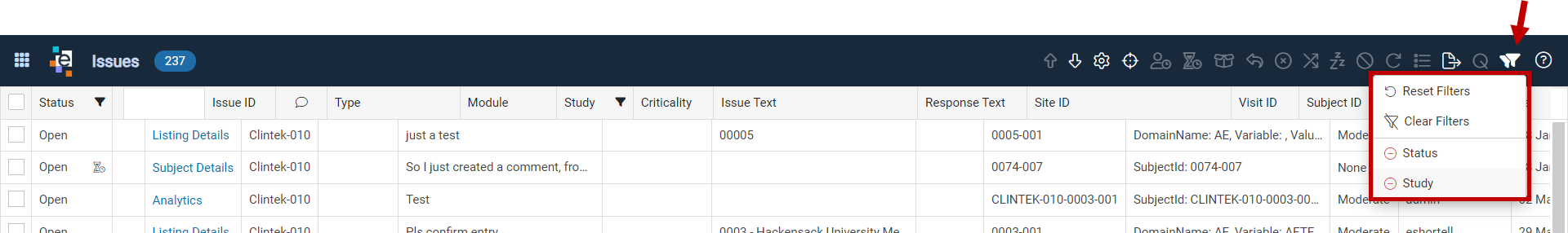 Column Filters