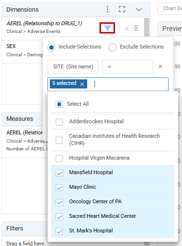 Select Values to Filter