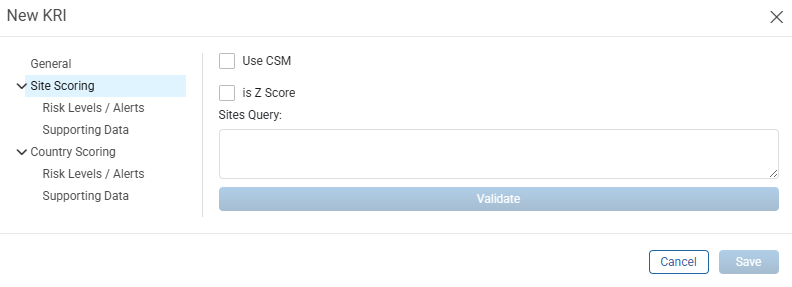 New KRI - Site Scoring