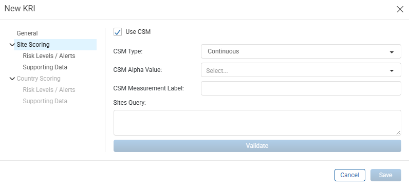 New KRI - Site Scoring CSM