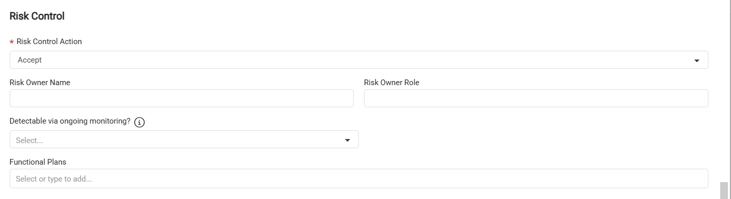 Risk Control and Functional Plans