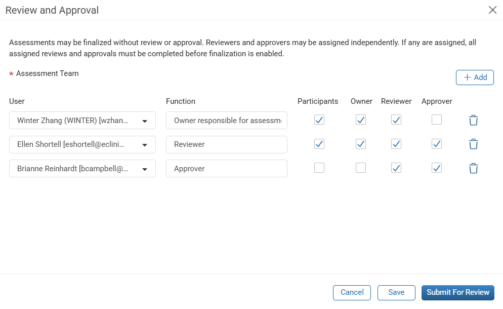 Review and Approval window