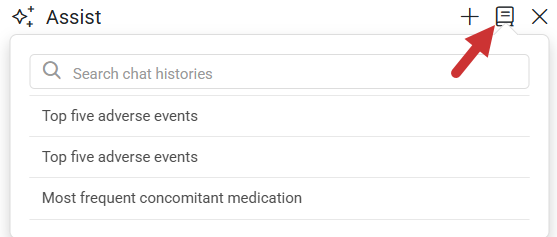 Chat Histories panel displaying previous chat sessions
