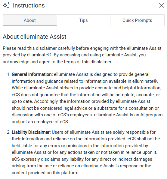 About tab displaying General Information and Liability Disclaimer content