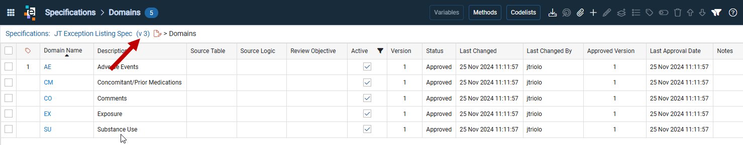 Specification Version