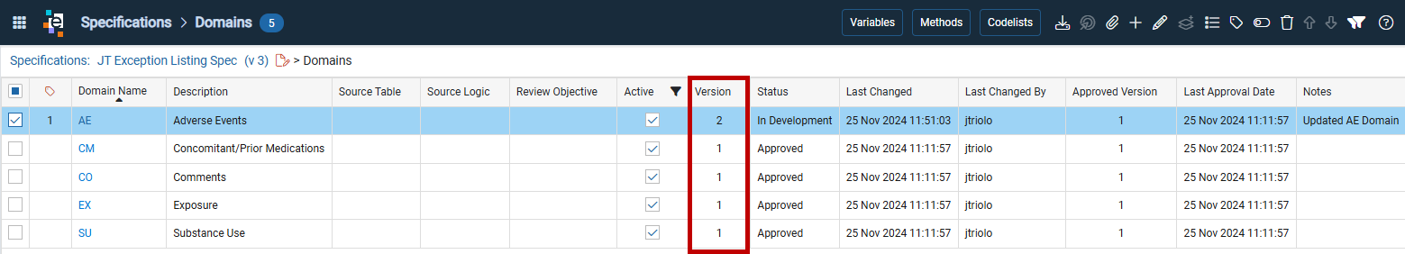 View Domain Versions