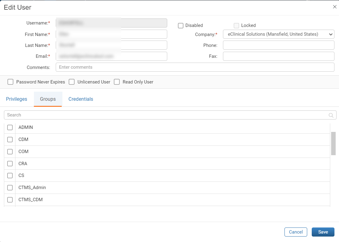 Edit User Tab