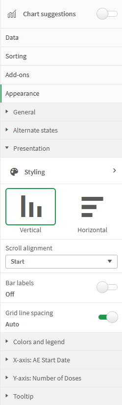Chart appearance options