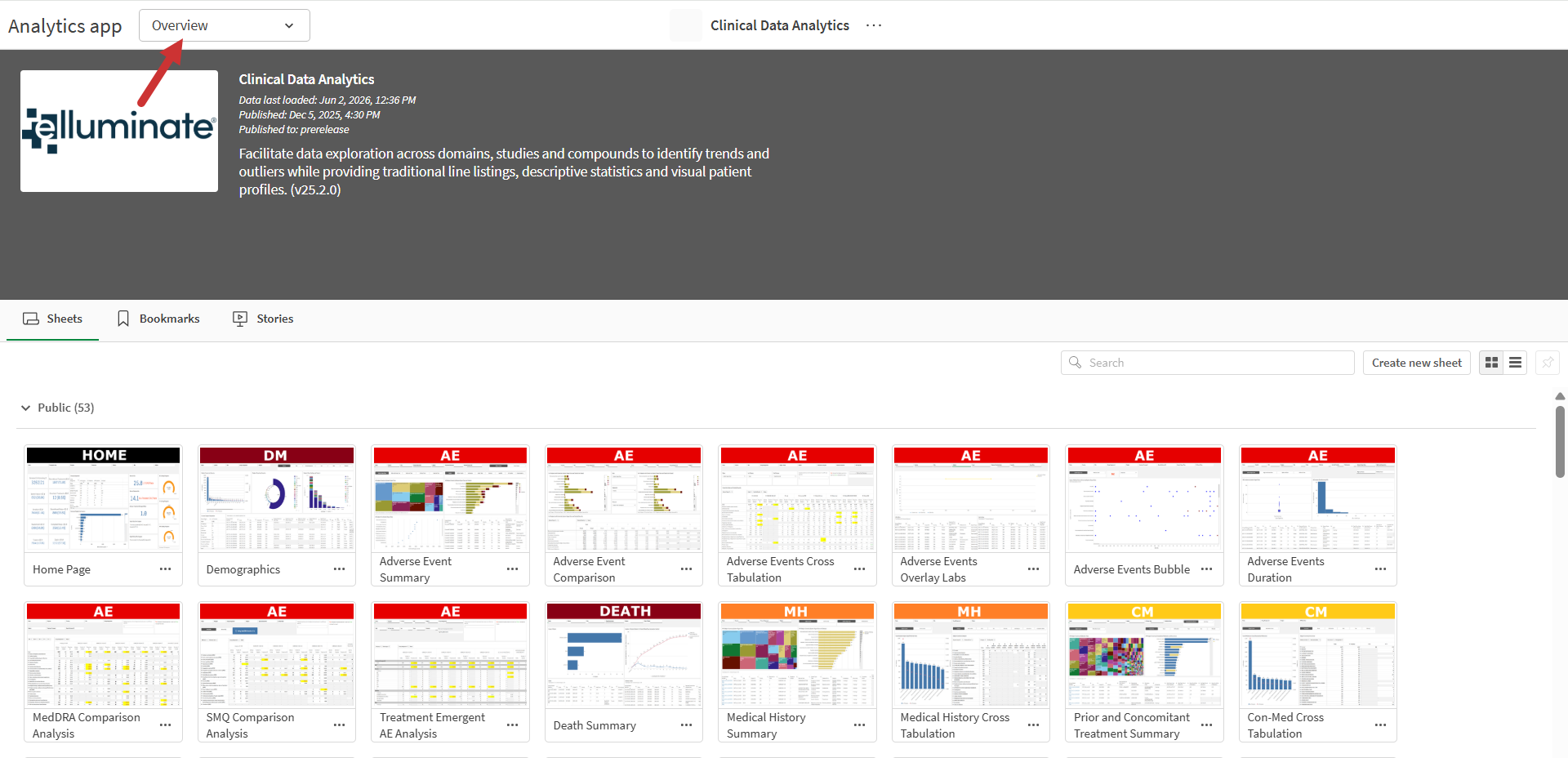 Duplicate a sheet from the Overview