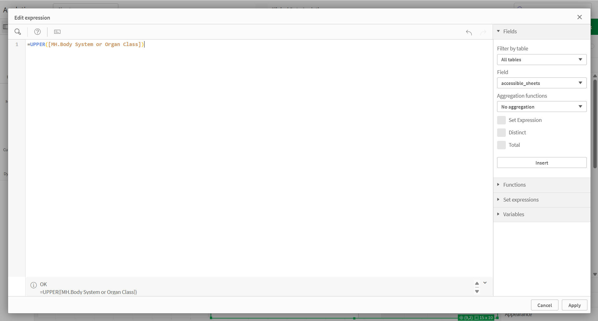 Expression editor with uppercase example