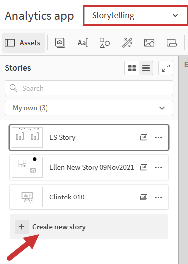 Create new story from the Stories panel