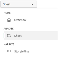 Analytics App drop-down menu