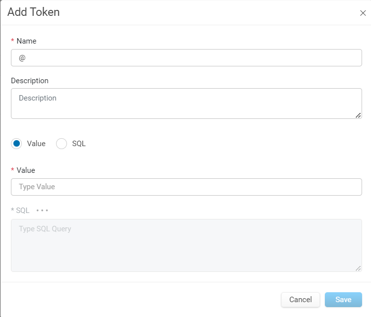 Add Token window