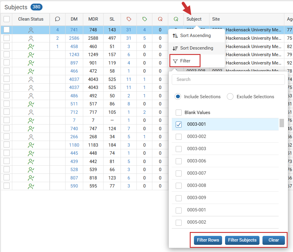 Set Column Filter