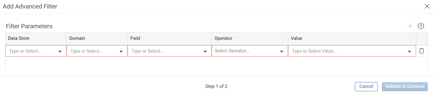 Add Advanced Filter window
