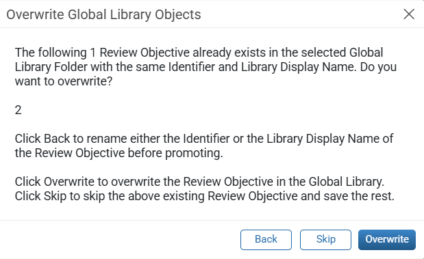 Promote to Global Library Overwrite