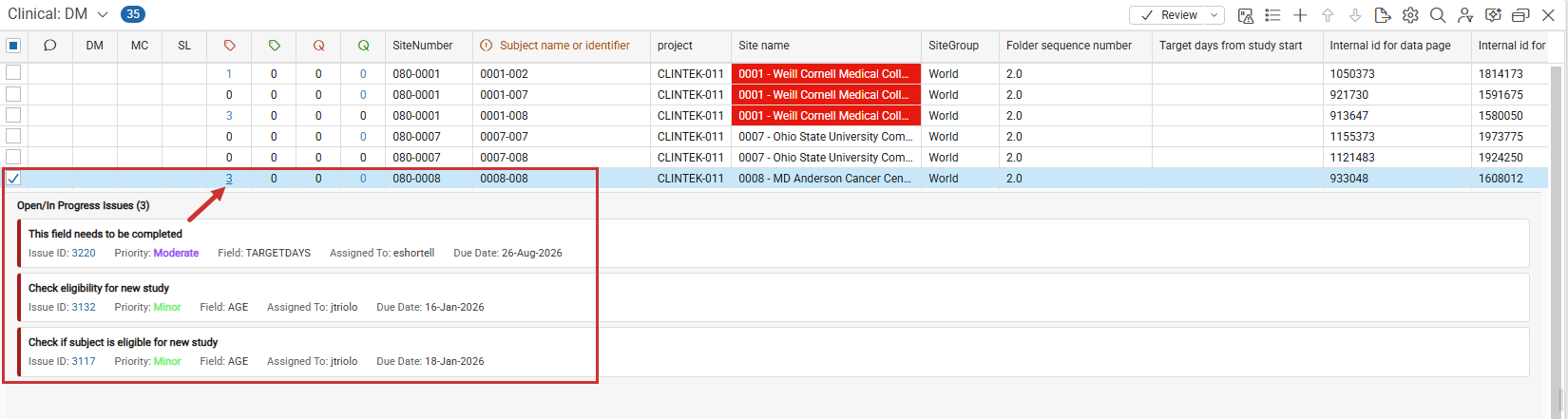 View Issue and Query Counts from Data Listings