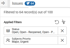 Clear filters from a column in the Applied Filters popout