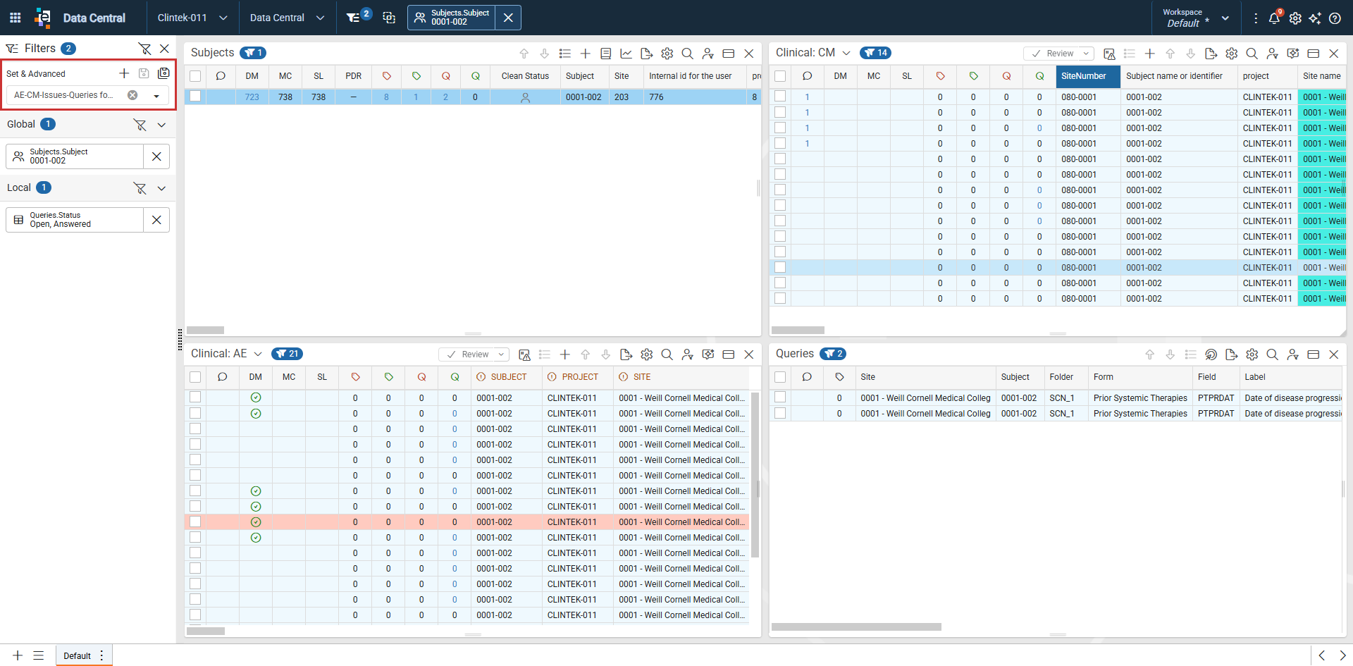 Filter Set field in Set & Advanced with applied filter name and 'X' to clear