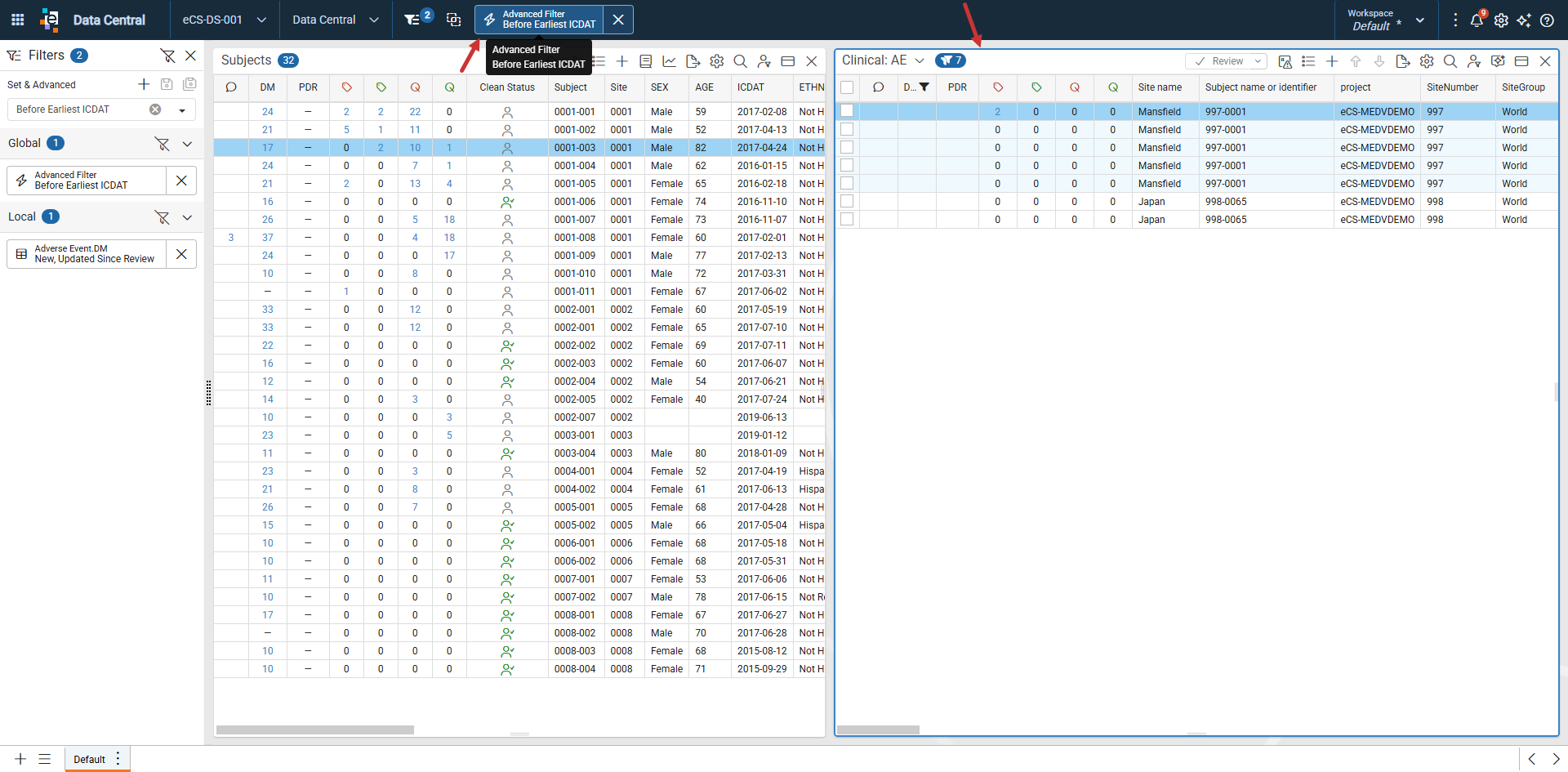 Identify panels with an Advanced Filter applied