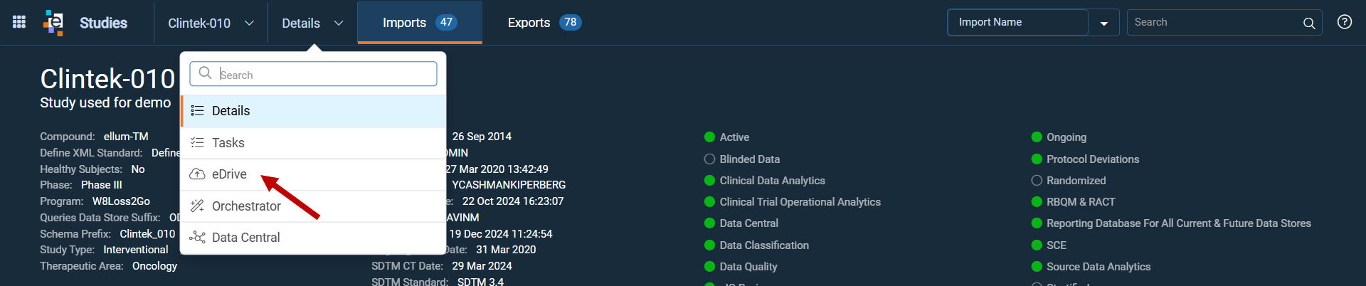 Access eDrive - Module Dropdown