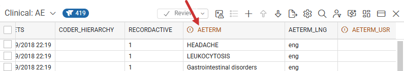 Fields marked as critical in Metadata display in orange text