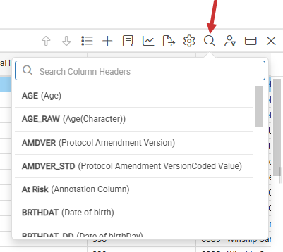 Search for a column