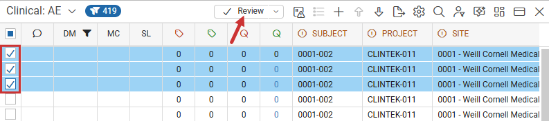 Review multiple records