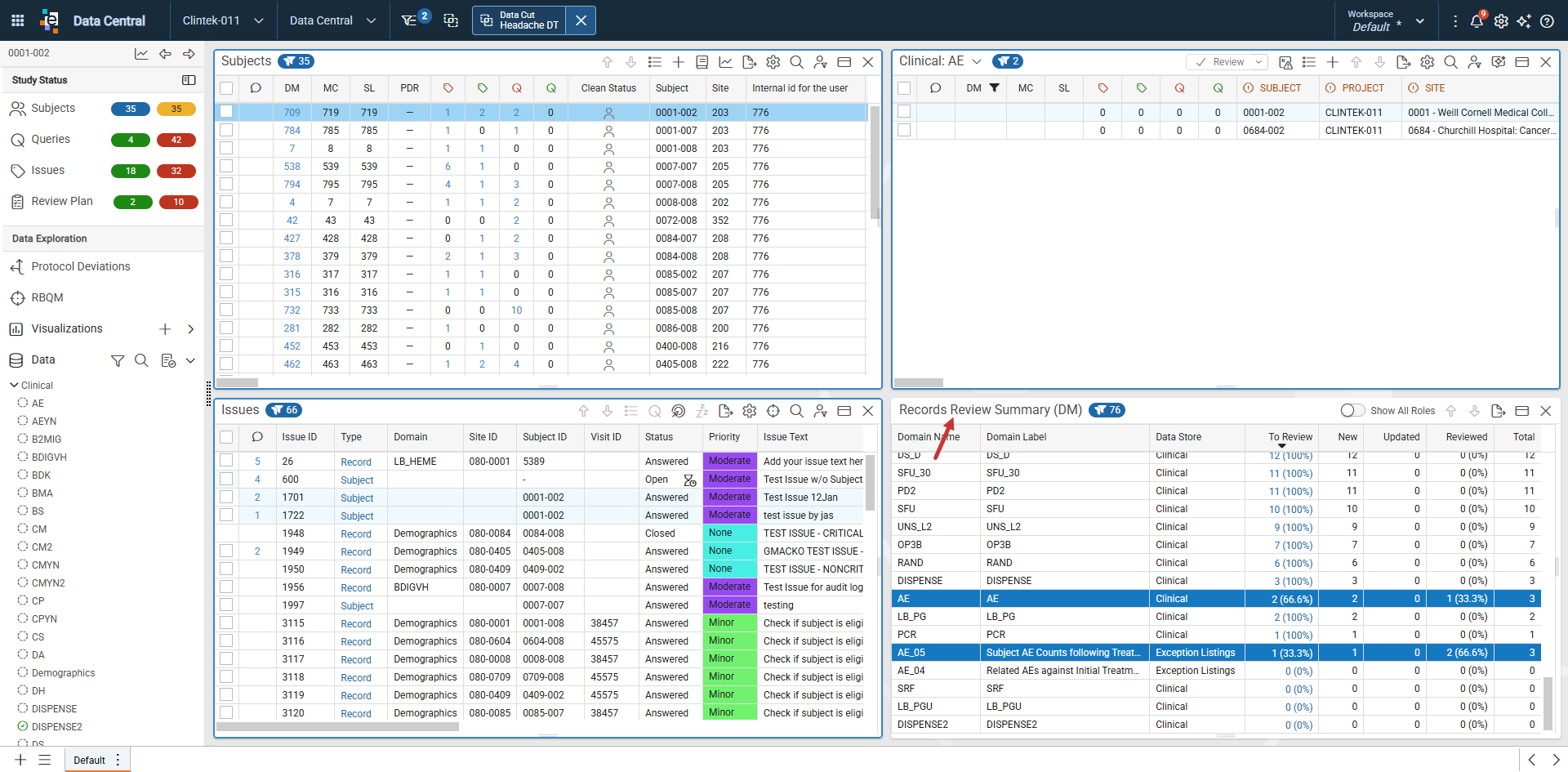Affected rows highlighted in the Records Review Summary panel