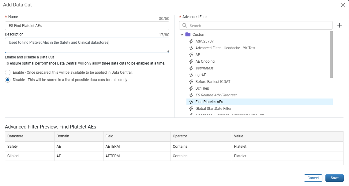 Select the Advanced Filter