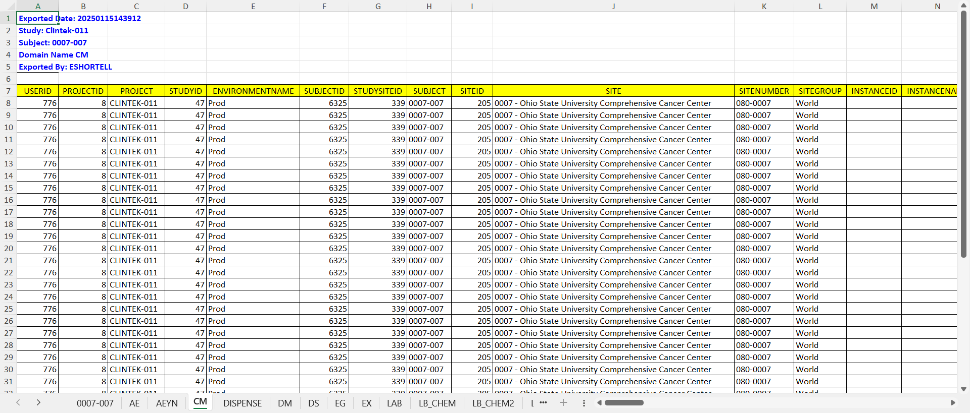 Exported Workbook Patient Profile - Excel
