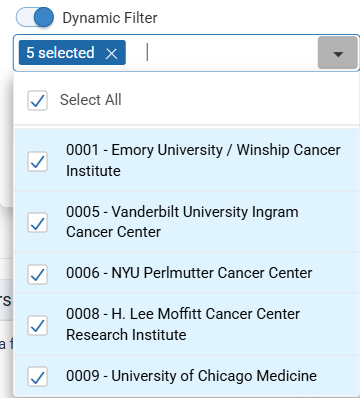 Select dynamic filter values