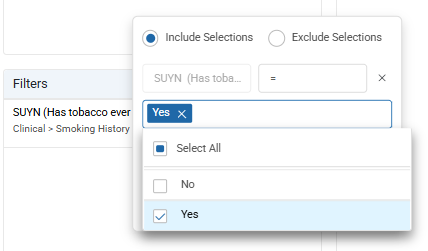 Select a field to filter