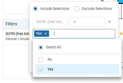 Select a field to filter