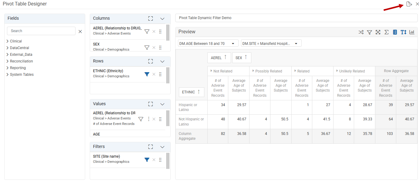 Export the Pivot Table configuration