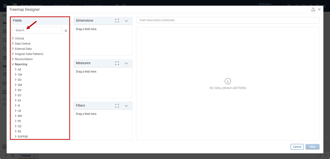 Fields in the Treemap Designer