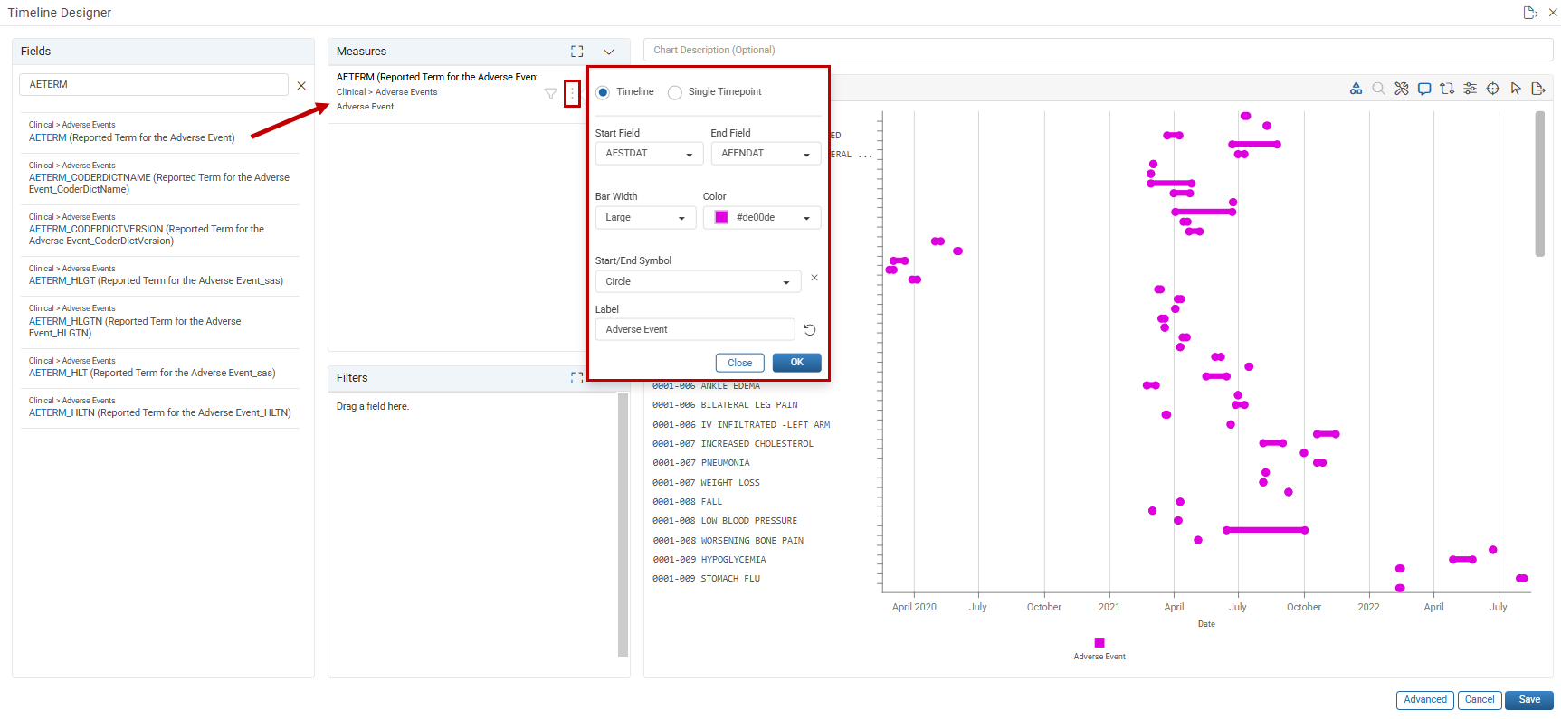Configure a Timeline measure
