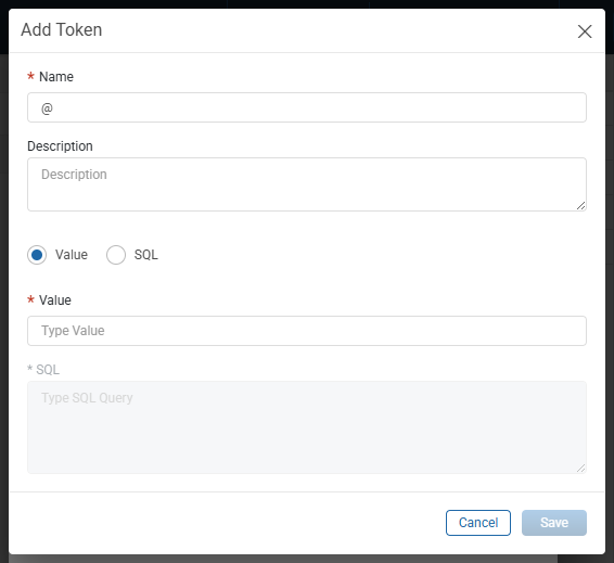 Add Token window