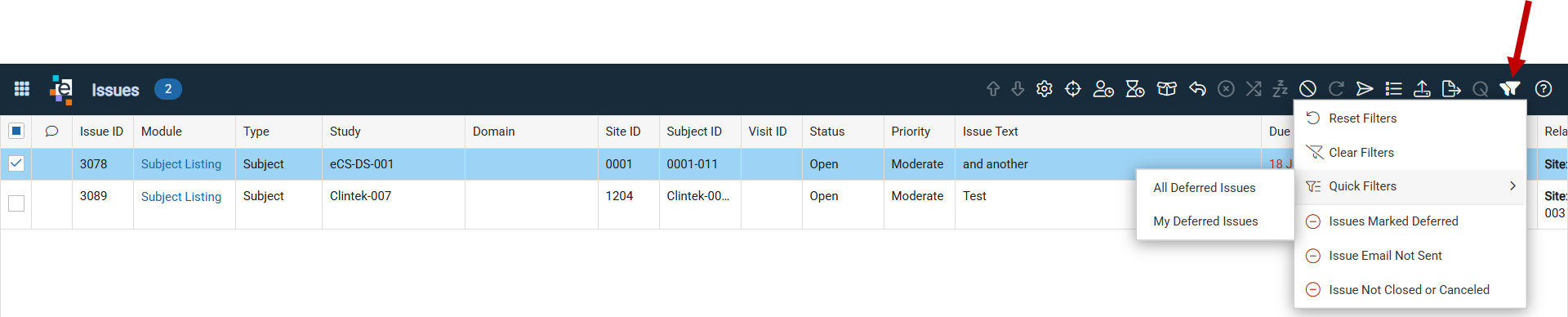 Locate Deferred Issues