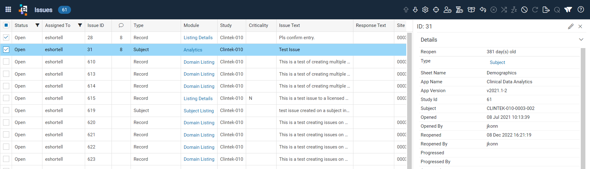 Issue Actions