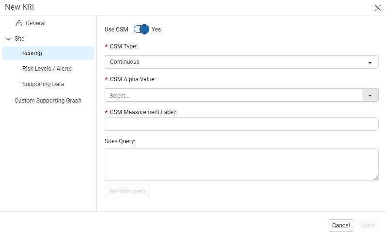 KRI Site Scoring using CSM