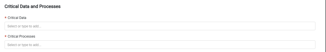 Critical Data and Processes fields in the Add Risk window