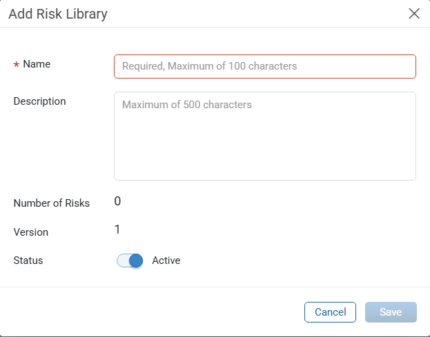 Add Risk Library window