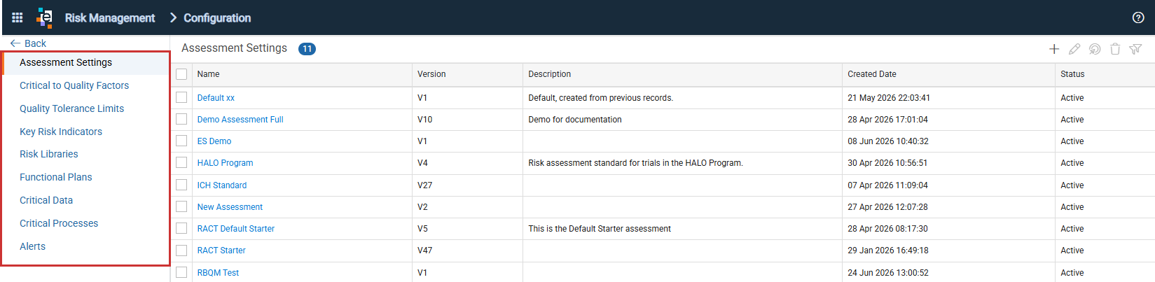 Configuration page