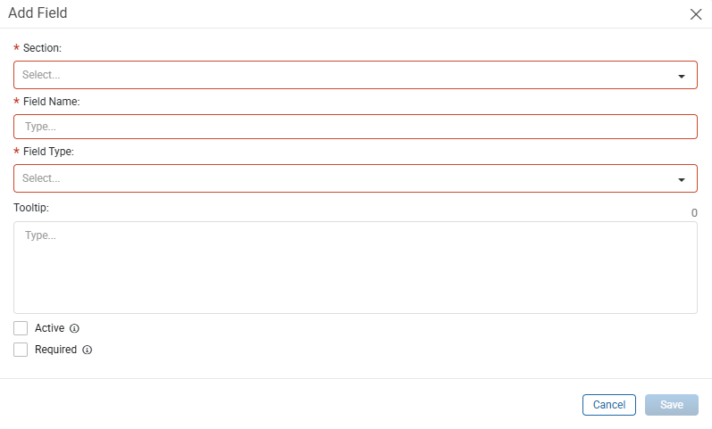 Add Field window