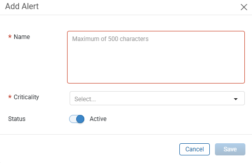 Add Alert window