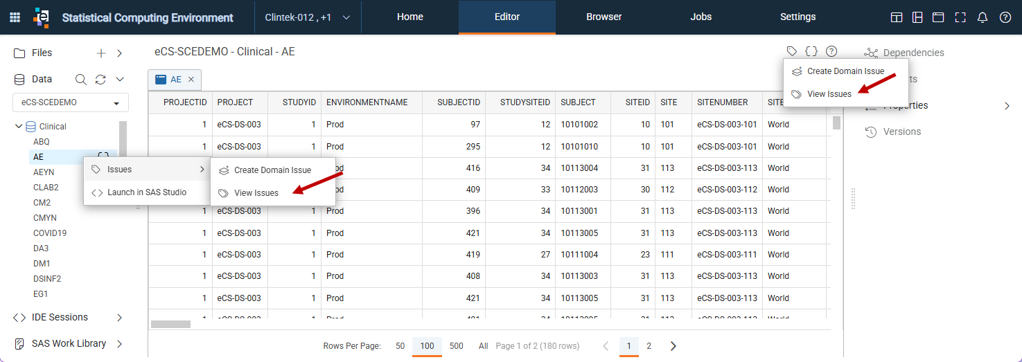 View Related Issues for a Study Domain