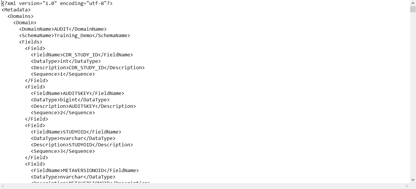 Metadata XML export