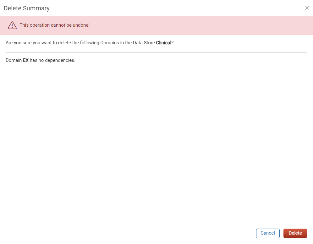 Delete Summary window