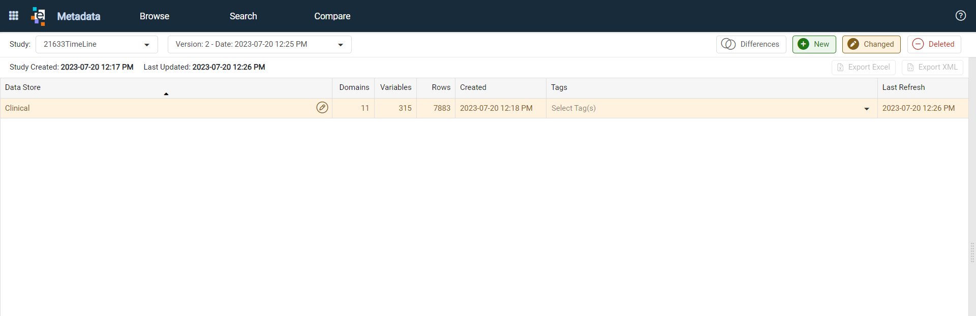 Browse Metadata tab